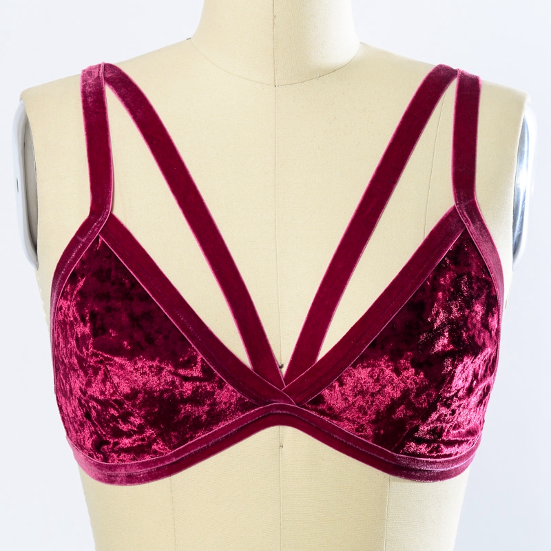 Ga-5316Grace Girl Crushed Velvet Strappy Bralette