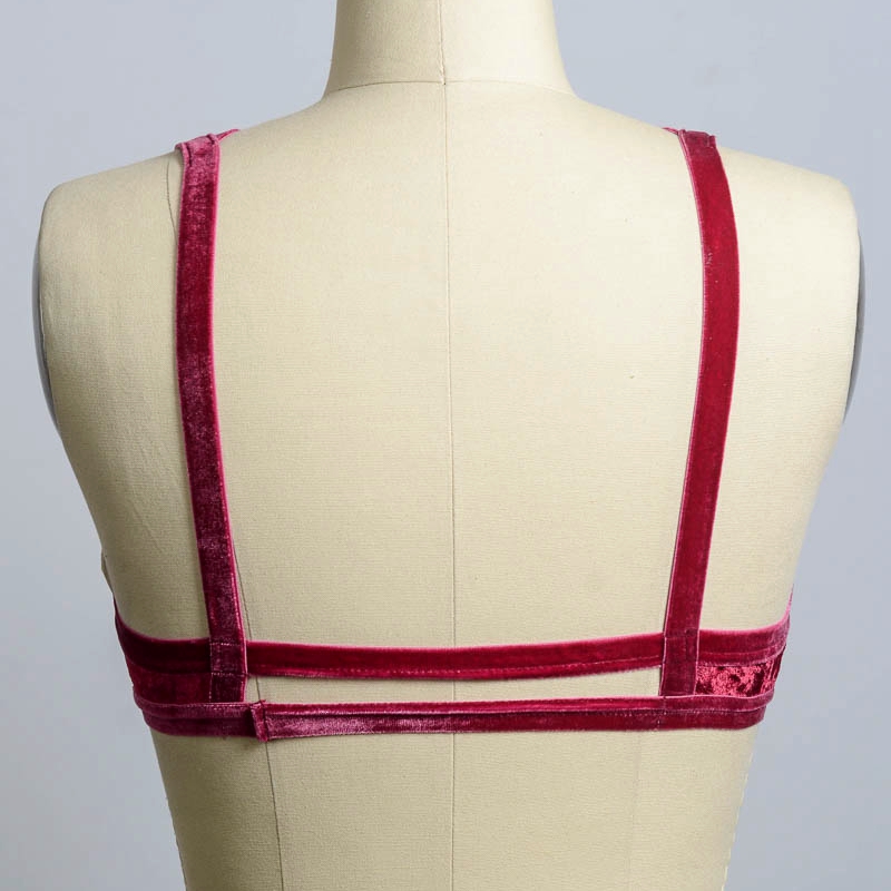 Ga-5316Grace Girl Crushed Velvet Strappy Bralette