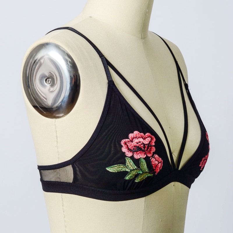 GA-5419 Grace Girl Rose Broderi Patch Strap Bralette Partihandel