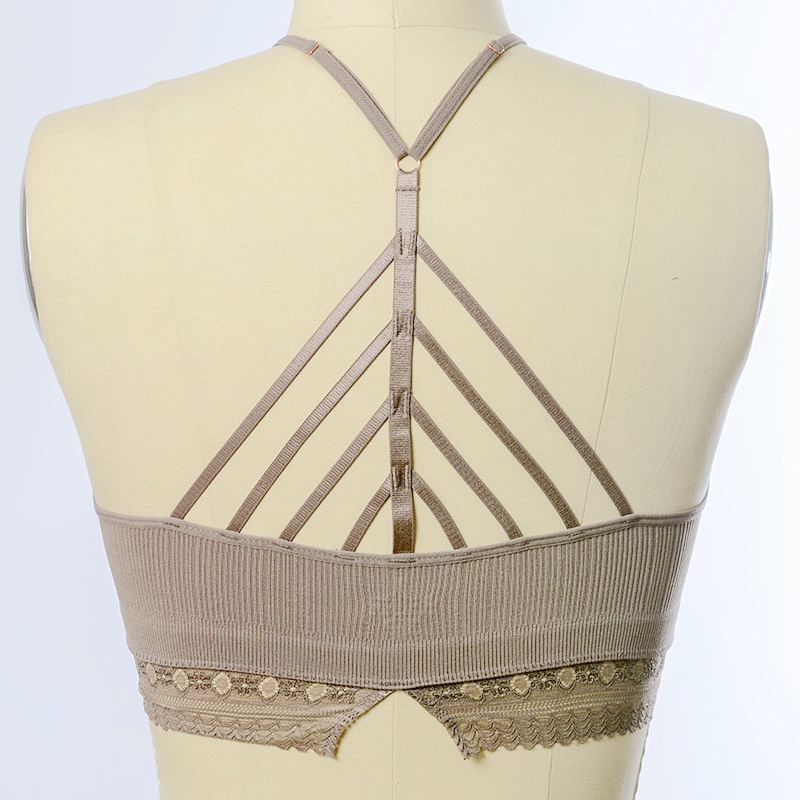 Ga-5438 Grace Girl High Neck Crochet Lace Trim Bralette Partihandel
