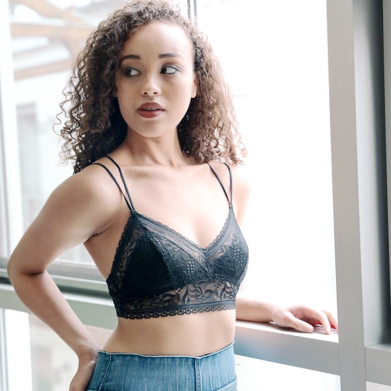 Ga-5506 Grace Girl Strappy Back Geometric Lace Bralette