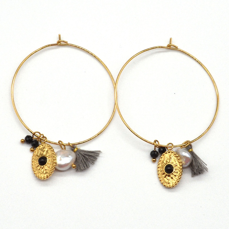 Rostfritt stål gyllene klassiska polerade runda rörörhängen, Kina Ruifanbao smycken bearbetning fabrik