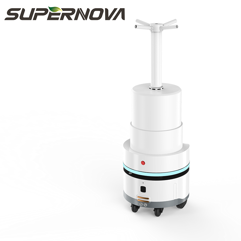 Högeffektiv antivirus Auto-laddning Industrial Spray Desinfection Robot Atomizating Sterilization Robot