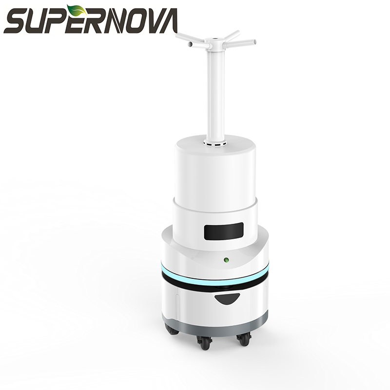 Högeffektiv antivirus Auto-laddning Industrial Spray Desinfection Robot Atomizating Sterilization Robot