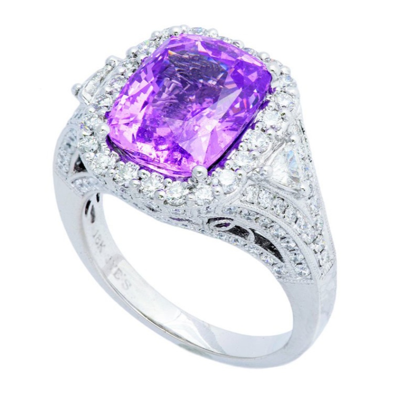 Kvinnors 925 sterling silver .925 ring syntetisk safir safir högpolerad klo set zirkonutskärning Kina Ruifanbao smycken bearbetningsfabrik