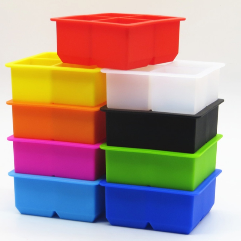 Kiselgel 4-rutnät isgaller 4-ansluten kiselgel fyrkantig mögel 4-håls fyrkantig tillbehörslåda whisky bar isframställningslåda