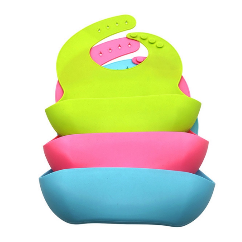 Siliconen integrerade ovala smiley- plattor Silicone Baby Bib barns leende