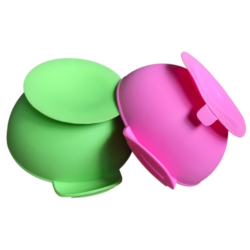 Siliconen integrerade ovala smiley- plattor Silicone Baby Bib barns leende