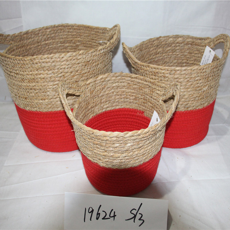 Handgjord halmförvaringslåda Seagrass Basket Rotting Fruit Container Makeup Organizer Vävda förvaringskorgar