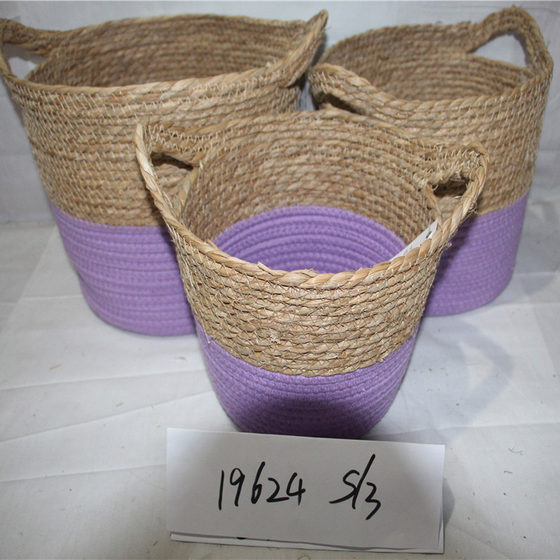 Handgjord halmförvaringslåda Seagrass Basket Rotting Fruit Container Makeup Organizer Vävda förvaringskorgar