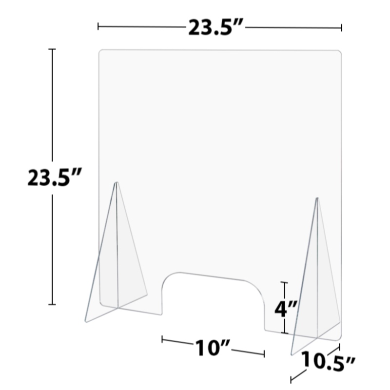 Economy Countertop Sneeze Guard med Pass Through Opening 23.5