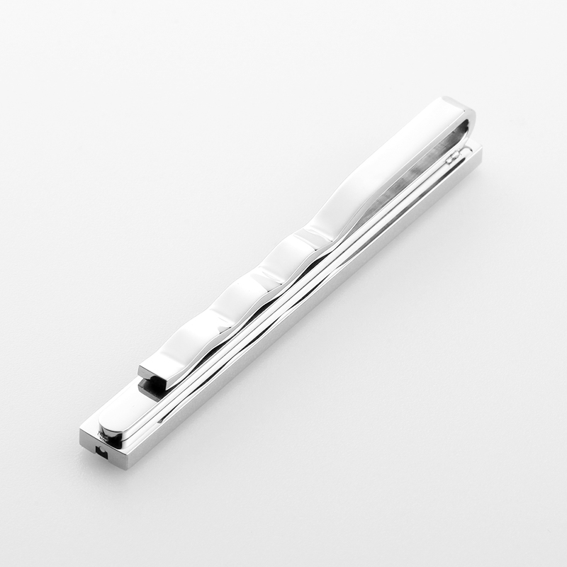 Partihandel för män i rostfritt stål, tvåfärgade slipsklämmor