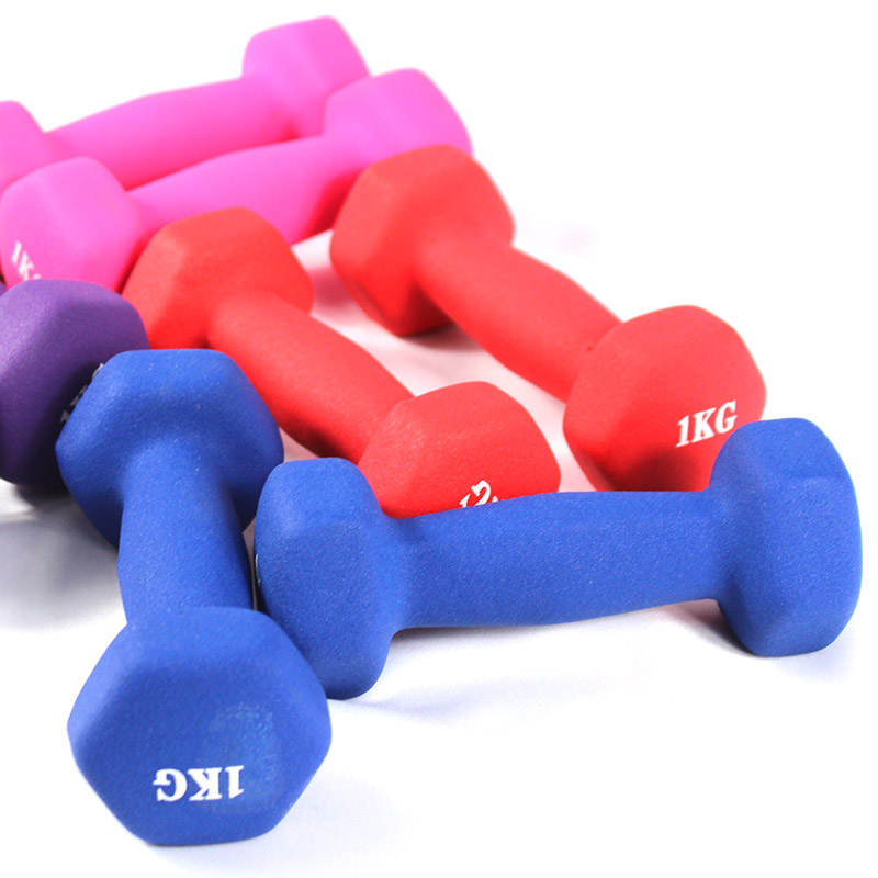 Hot Sale Högkvalitativ träningsgymnastik gummi rosa benbelagda neopren hantlar
