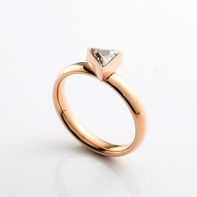 Dam rostfritt stål Ring Guld \/ Rose Guld \/ Silver Ring CZ Stone Ring