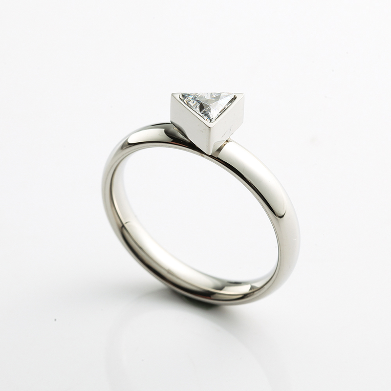 Dam rostfritt stål Ring Guld \/ Rose Guld \/ Silver Ring CZ Stone Ring