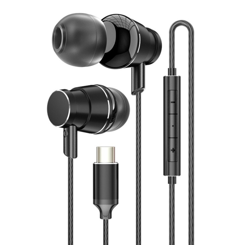 HIFI In-ear Super Stereo Sound hörlurar Headset Typ C Kabelansluten hörlurar för Huawei Xiao Samsung