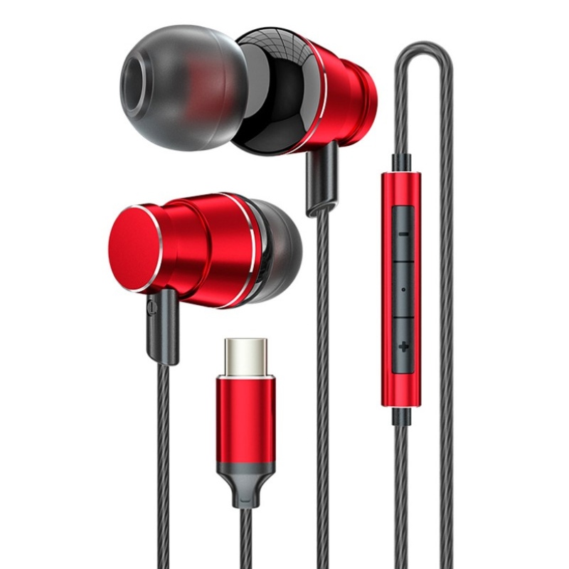 HIFI In-ear Super Stereo Sound hörlurar Headset Typ C Kabelansluten hörlurar för Huawei Xiao Samsung