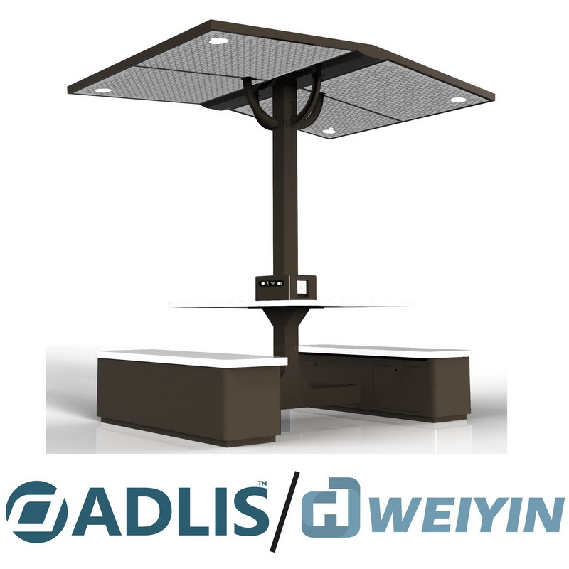 LED-dimningsljus Människokroppsinduktionstelefon laddar smart bänk med solenergi