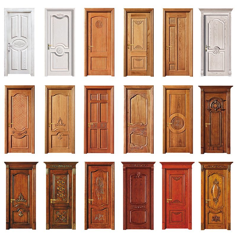 Dubbeldörrar Solid Wood High Quality Classic Engraved Home Door Wood Wood Wood Wood Wood Main Entrance Fast dörrar Design Grain Wood Panel Price Chinese Factory Automatisk Cutting Machine Luxury Wood Hög Quality Door Design