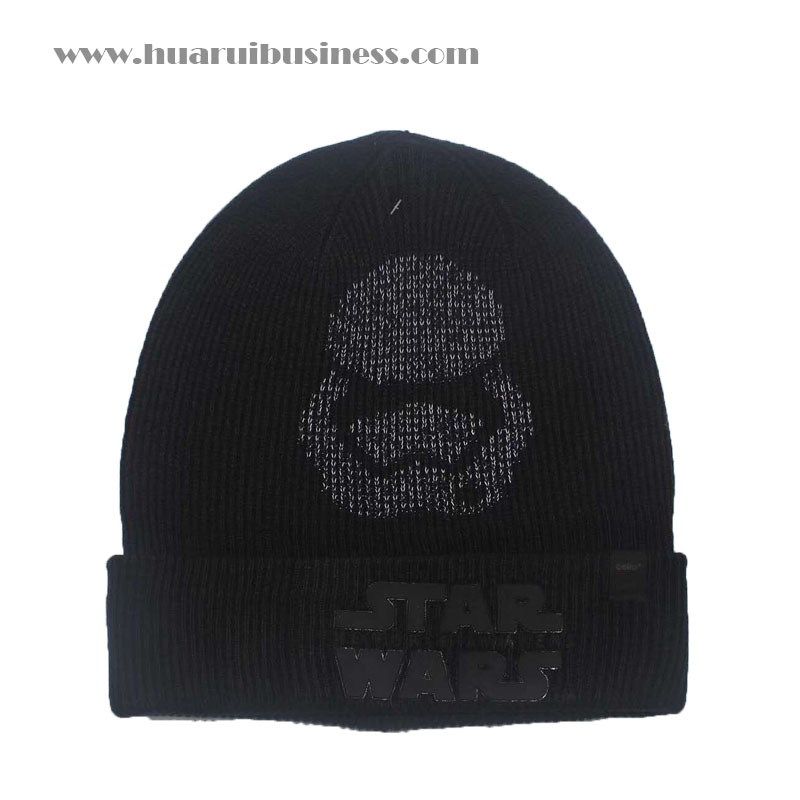 Akryl reflekterande mössa, tuque, fast färg, logotyp med reflekterande verkan
