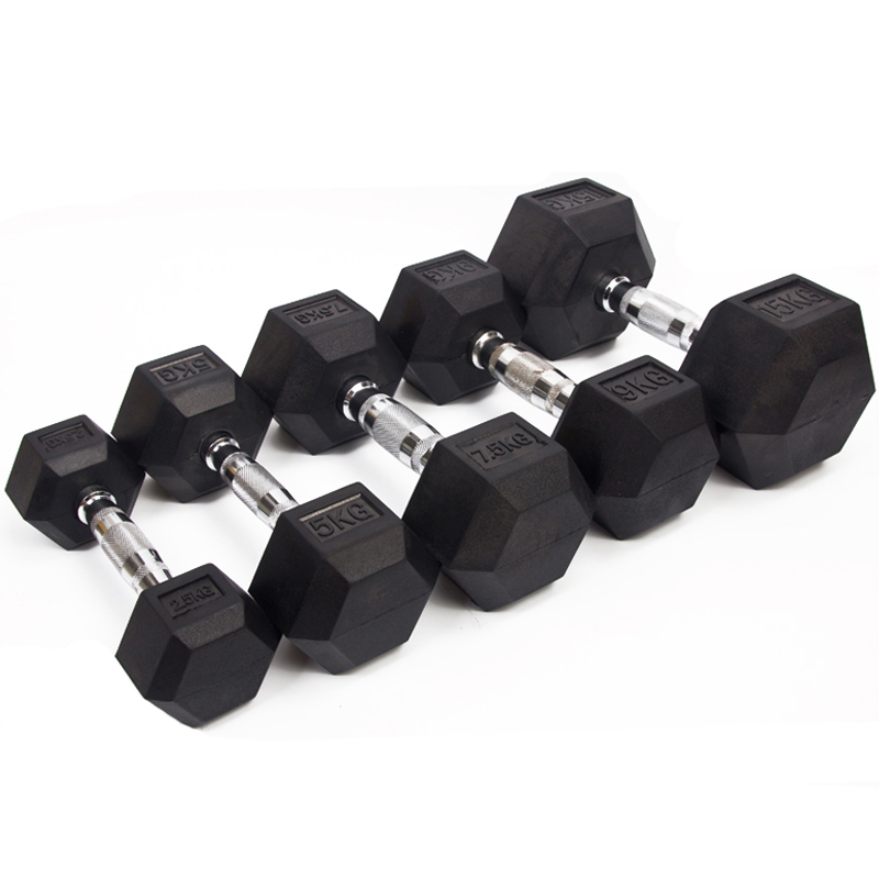 Gummiöverdragen Fast stål Hexagonal Dumbell