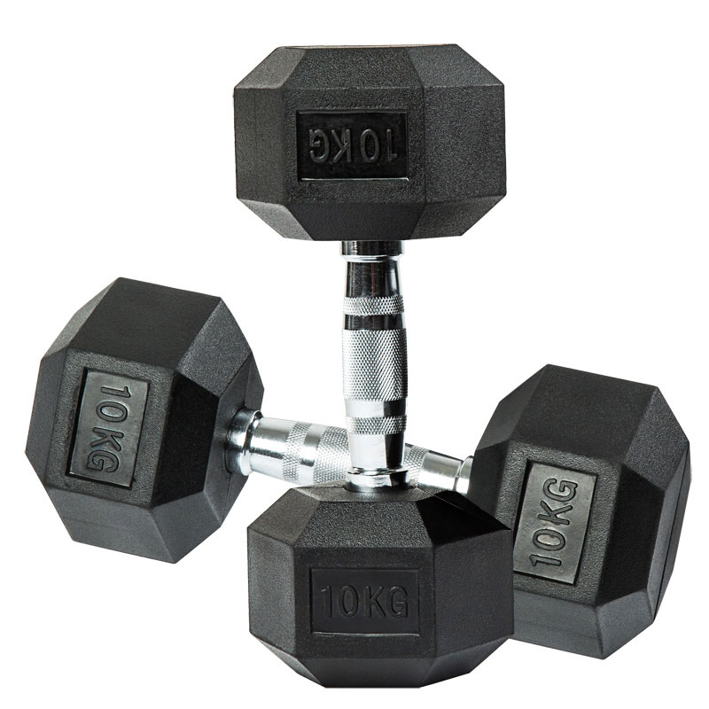 Gummiöverdragen Fast stål Hexagonal Dumbell