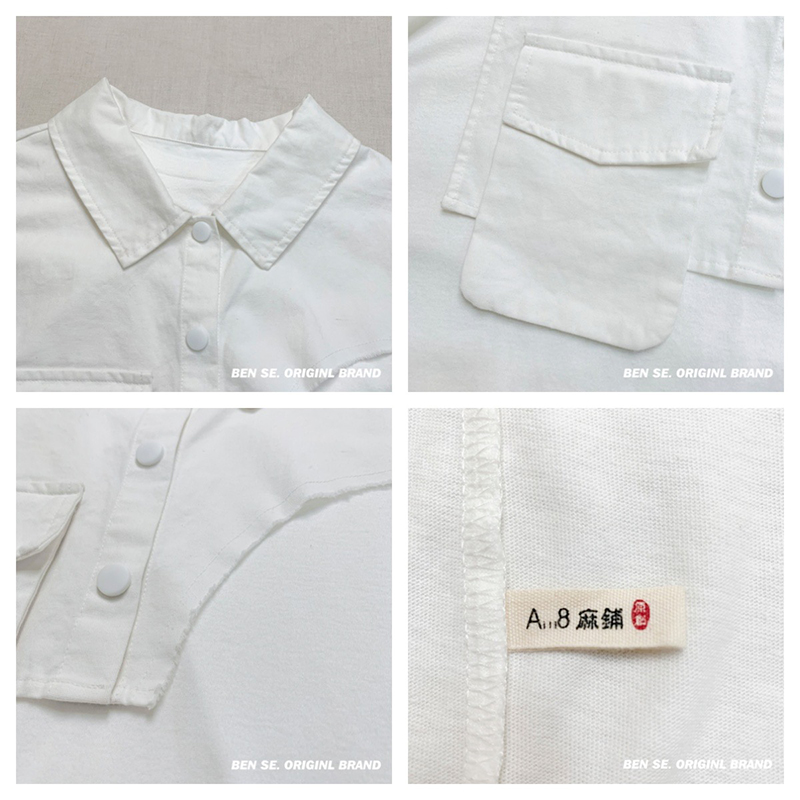Lös inredning Minimalist Round Collar-stil Stinkade ärmstyle Casual Solid Bomull och linne överdimensionerade skräddarsydda 19521 T-skjortor