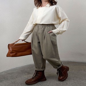 Lösa kvinnobyxor som är skräddarsydda för varje tillfälle, mest bekväma tillfälliga bomullslinne, skräddarsydda för stygn och lösa byxor 11703