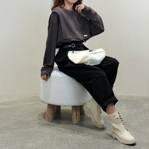 Lös inredning Minimalist Round Collar- stil Stinkad ärmstil Casual Solid Bomull och linne överdimensionerade 12621 Sweatshirts