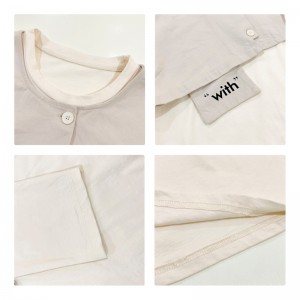 Lös inredning Minimalist Round Collar-stil Stitchad ärmstil Casual Solid Bomull och linne överdimensionerad 12729 False FRANS160; tvåbitarna Sweatshirts