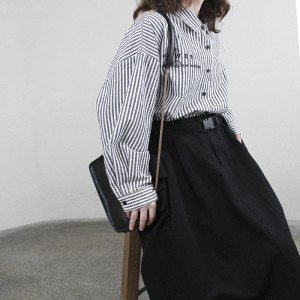 Lös montering Minimalist Stylish Casual Solid färg Stripped Kontrollerad överdimensionerad 17825 Vertikal randig Skjorta