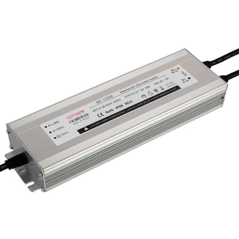 30A 12V 360W konstant vattentät lednings- och divers aluminiumförsörjning