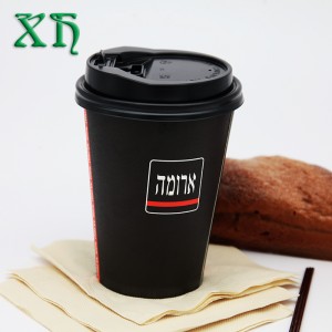12 oz enkel vägg svart färg te pris papperskopp med lock
