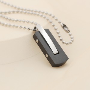 Partihandel rostfritt stål tvåfärgad svart plätering hänge halsband
