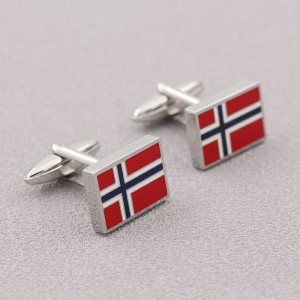 Mode Smycken Tillbehör Emalj Manschettknappar Norska Flaggan Manschettknappar