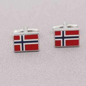 Mode Smycken Tillbehör Emalj Manschettknappar Norska Flaggan Manschettknappar