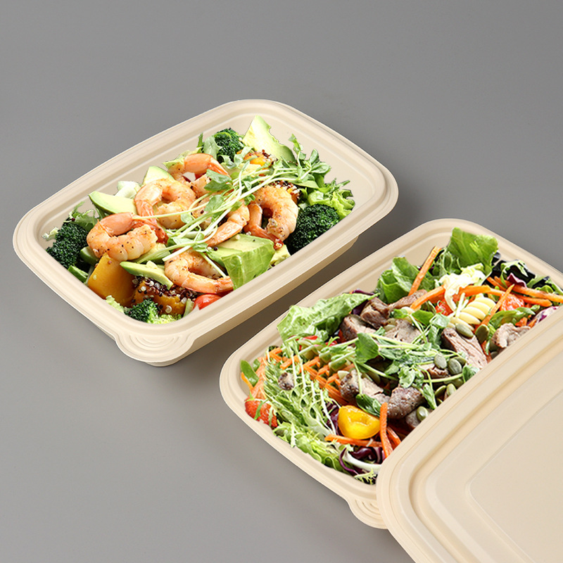 Biologiskt nedbrytbar matbehållare Miljövänliga lunchlådor Takeaway Engångs majsstärkelse lunchlåda