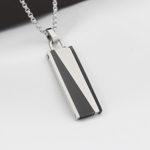 Mens Womens Jewelry Stainless Steel Pendant Two-tone Black Plated Necklece Chain
