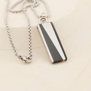 Mens Womens Jewelry Stainless Steel Pendant Two-tone Black Plated Necklece Chain