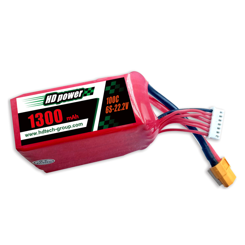 HD POWER 1300mAh 100C 6S 22.2V FPV lipo batteri