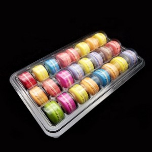 Anpassade storlekar macarons box 24 fack klart godisförpackningslådor blisterbox