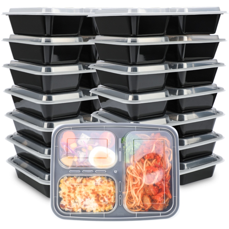 Engångsrunda PP-plastmatleveransbehållare behållare plast Förvaringsförpackning Lunchlåda med lock