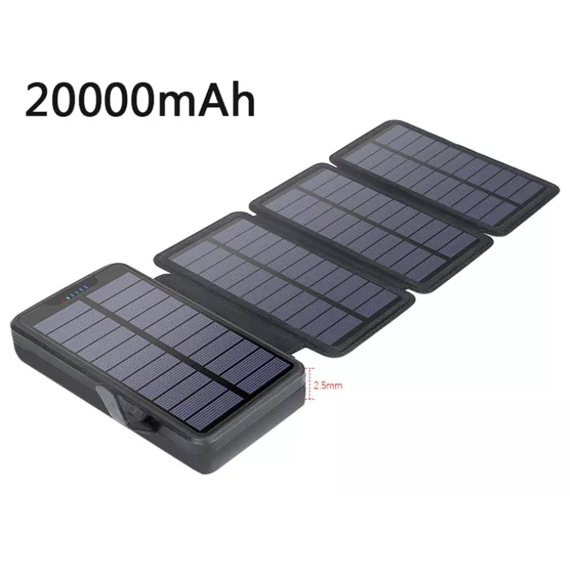 Utomhus Vattentät Trådlöst bärbart mobilbatteri Snabbladdare 1-5 externa solpaneler som fäller solkraftsbank