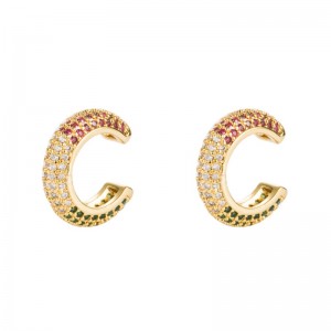 Insuropeiska och amerikanska örhängen Guldpläterad mässing med färg Zircon Örhängen Hip-hop män och kvinnor utan genomborrade öronklipp