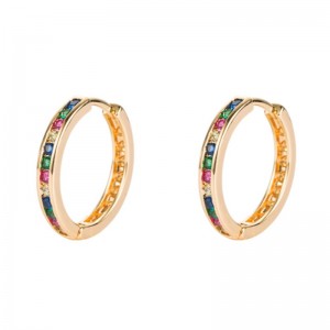 Insuropeiska och amerikanska färgglada cirkel Örhängen, Små Circle Örhängen, Geometriska Örhängen, Kvinna Färg Diamant Hip Hop Örhängen Örhängen