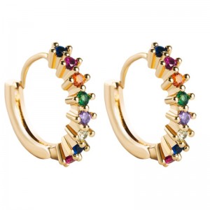 örhängen europeiska och amerikanska gränsöverskridande källor med färgstarka zirkon geometriska runda örhängen hip hop koppar förgyllda smycken