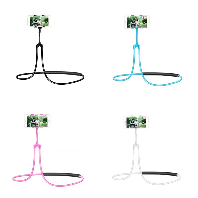 Flexibel Mobiltelefonhållare Hängandenacke Lazy Halsband Brack 360 Extenny Phones Holder Stand för iPhone Xiaomi Huawei