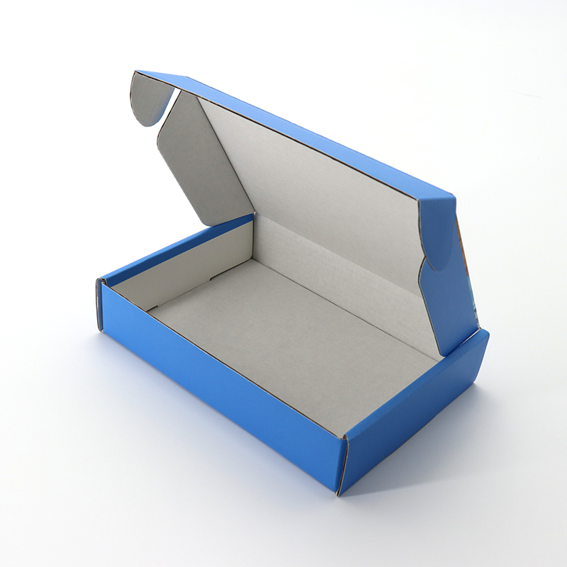Tuck Prenumeration Sko Förpackning Utskrift Färgad Korrugerad Pappers Frakt Blå Custom Logo Mailer Box