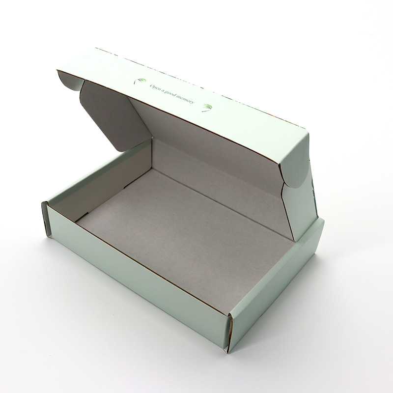 Högkvalitativ låg MOQ grön färg hårpapper Förpackning Korrugerad låda för gåva