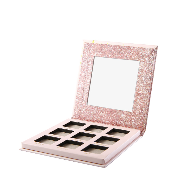Partihandel skönhet skapelser glittrande rosa anpassad makeup palett privat etikett makup ögonskugga palett